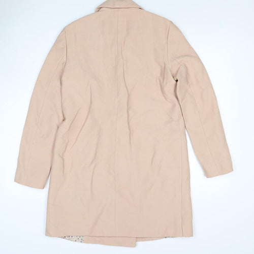 Zara Women Beige XS Mid-Length Single-Breasted Overcoat