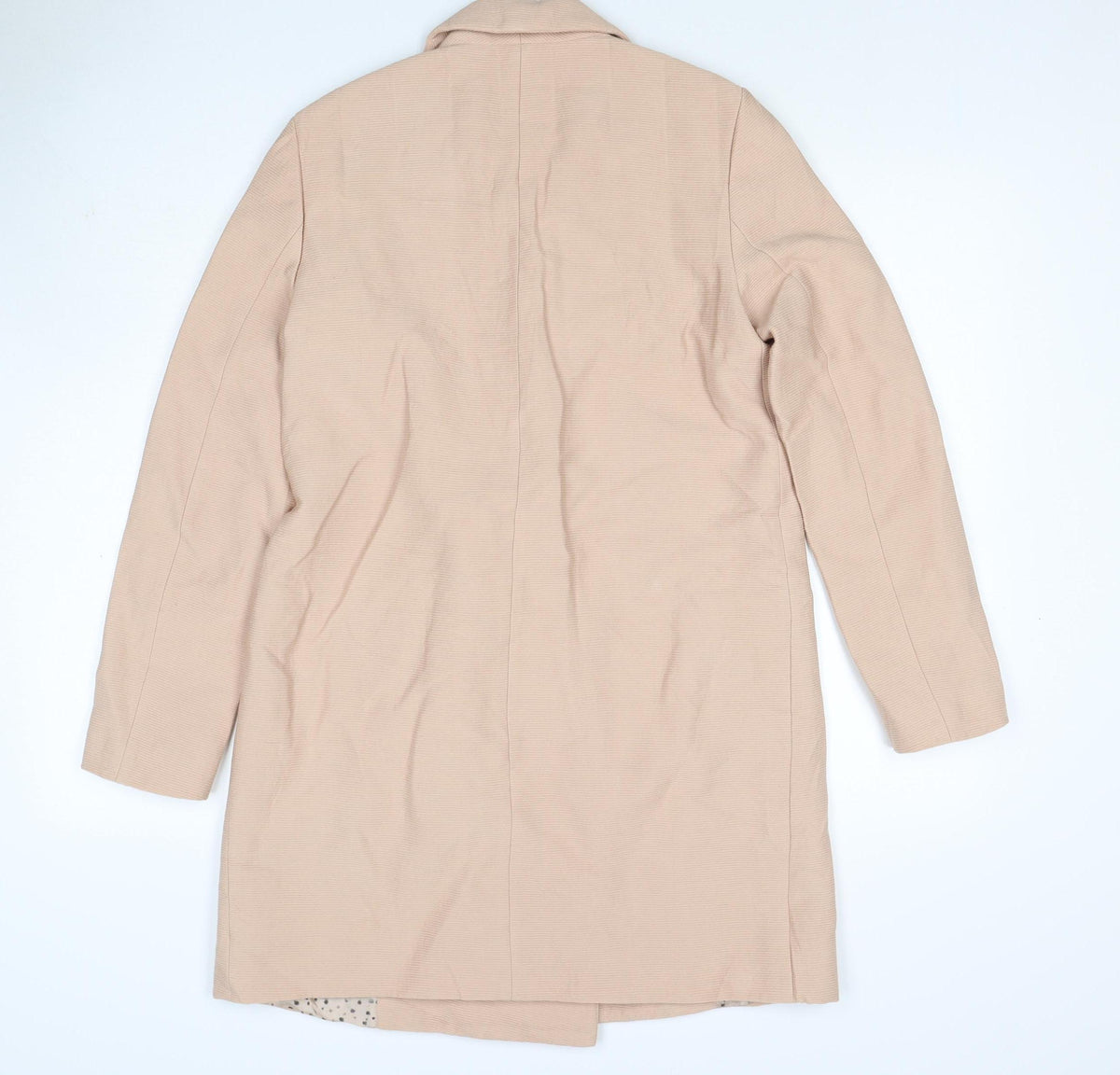 Zara Women Beige XS Mid-Length Single-Breasted Overcoat