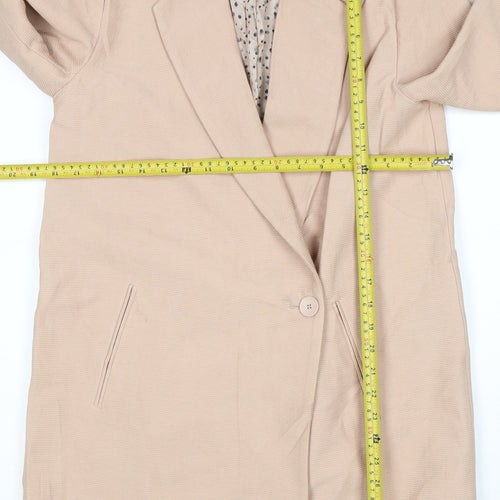 Zara Women Beige XS Mid-Length Single-Breasted Overcoat