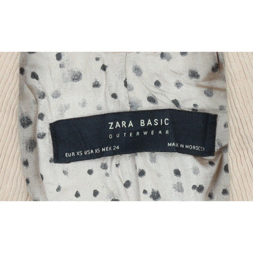 Zara Women Beige XS Mid-Length Single-Breasted Overcoat