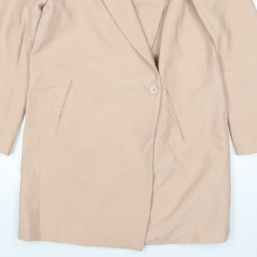 Zara Women Beige XS Mid-Length Single-Breasted Overcoat