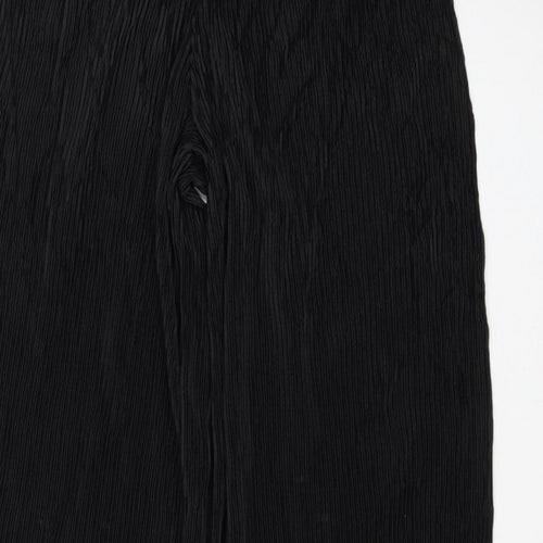 M&S Women’s Black UK 10 Long Pleated Wide-Leg Elastic Waist Trousers