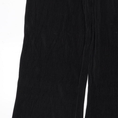 M&S Women’s Black UK 10 Long Pleated Wide-Leg Elastic Waist Trousers