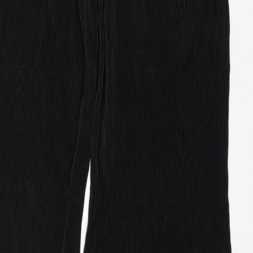 M&S Women’s Black UK 10 Long Pleated Wide-Leg Elastic Waist Trousers