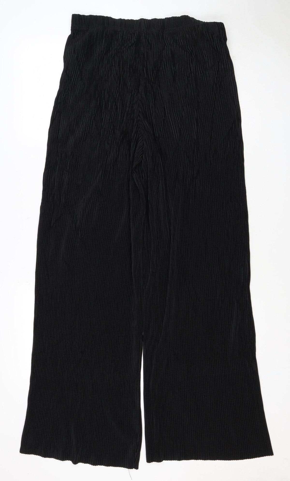 M&S Women’s Black UK 10 Long Pleated Wide-Leg Elastic Waist Trousers