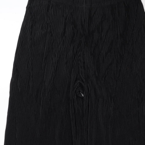 M&S Women’s Black UK 10 Long Pleated Wide-Leg Elastic Waist Trousers