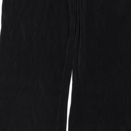 M&S Women’s Black UK 10 Long Pleated Wide-Leg Elastic Waist Trousers