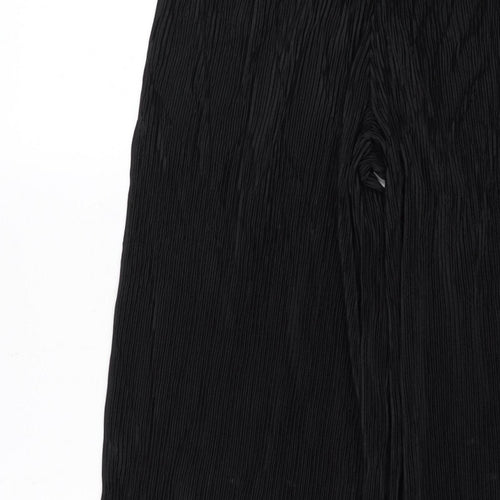 M&S Women’s Black UK 10 Long Pleated Wide-Leg Elastic Waist Trousers