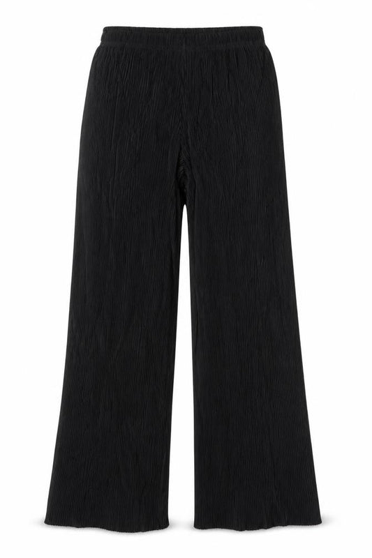 M&S Women’s Black UK 10 Long Pleated Wide-Leg Elastic Waist Trousers