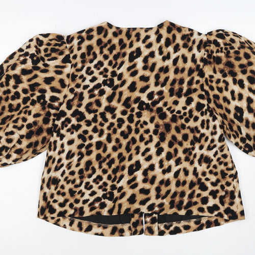 Marks and Spencer Women Multicoloured UK 12 Leopard Puff Sleeve Blouse