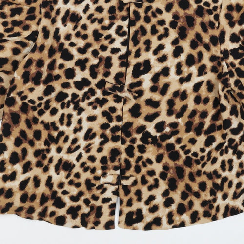 Marks and Spencer Women Multicoloured UK 12 Leopard Puff Sleeve Blouse
