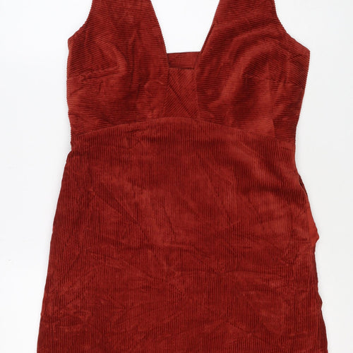 Oliver Bonas Women’s Red UK 8 Corduroy A-Line Long Sleeve Dress
