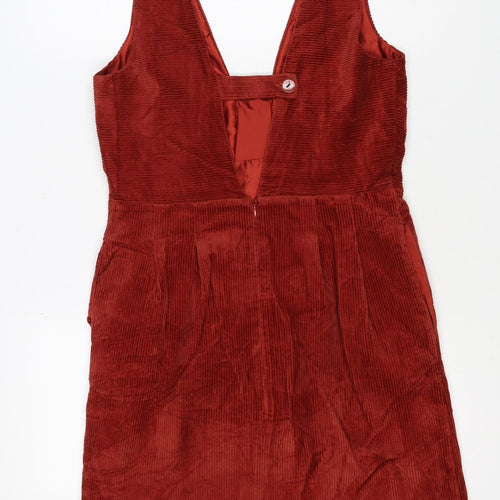 Oliver Bonas Women’s Red UK 8 Corduroy A-Line Long Sleeve Dress