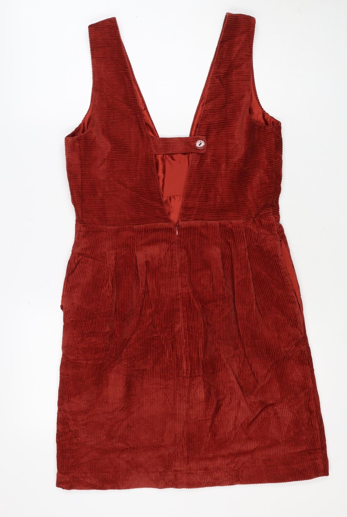 Oliver Bonas Women’s Red UK 8 Corduroy A-Line Long Sleeve Dress
