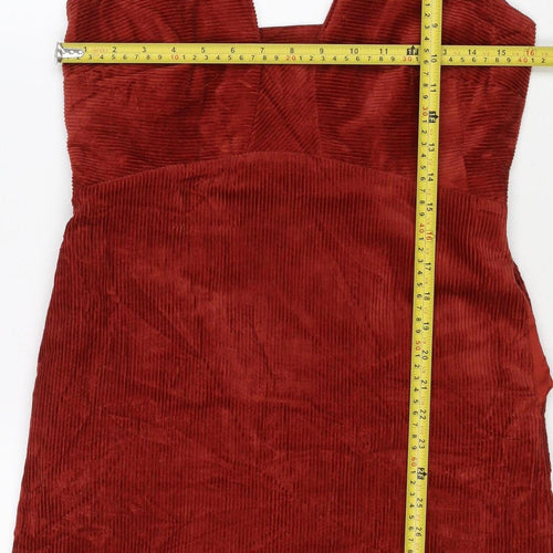 Oliver Bonas Women’s Red UK 8 Corduroy A-Line Long Sleeve Dress