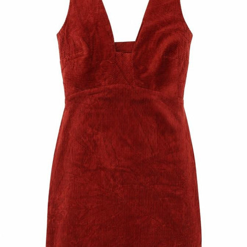 Oliver Bonas Women’s Red UK 8 Corduroy A-Line Long Sleeve Dress