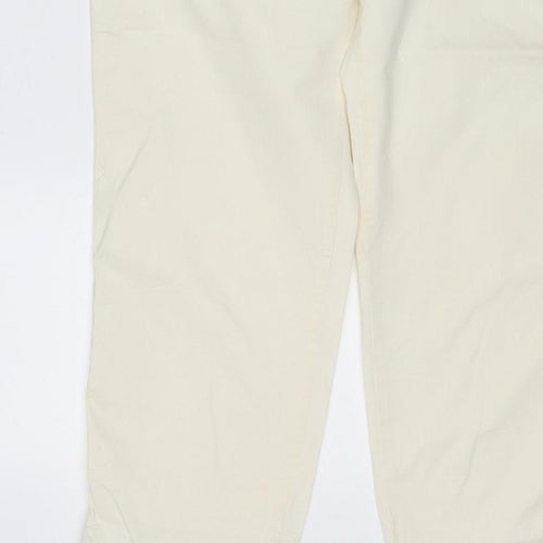 Marks & Spencer Women Ivory Chino Trousers Size 14 Short Stretch