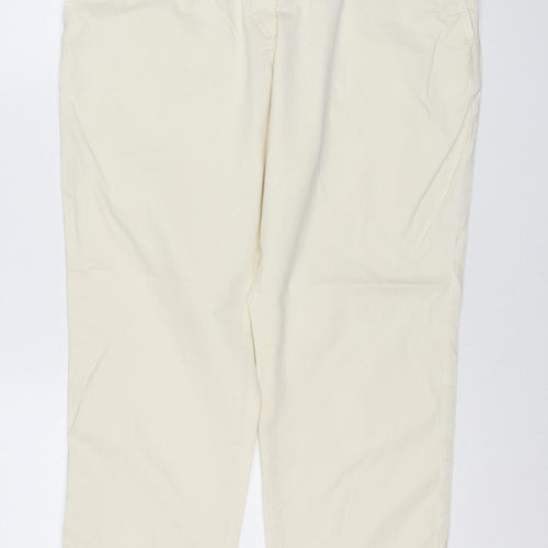 Marks & Spencer Women Ivory Chino Trousers Size 14 Short Stretch