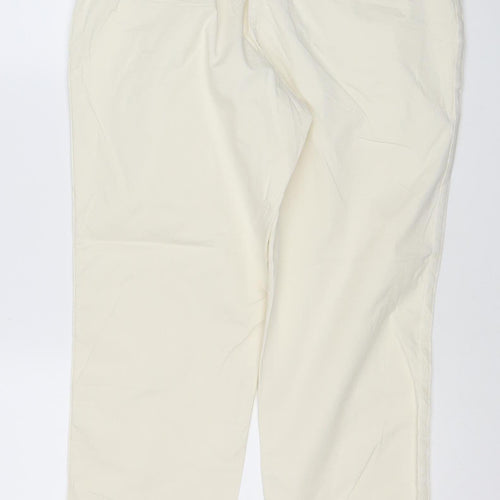 Marks & Spencer Women Ivory Chino Trousers Size 14 Short Stretch
