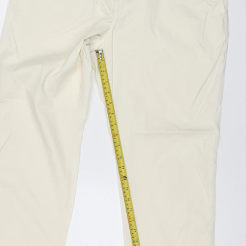 Marks & Spencer Women Ivory Chino Trousers Size 14 Short Stretch