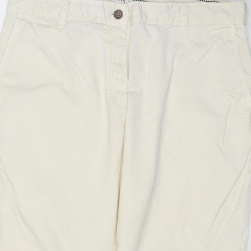 Marks & Spencer Women Ivory Chino Trousers Size 14 Short Stretch