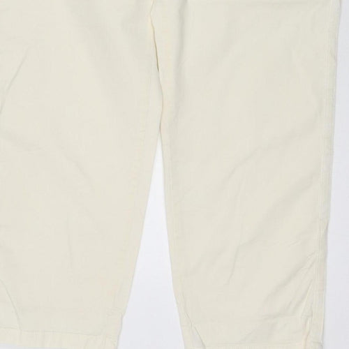Marks & Spencer Women Ivory Chino Trousers Size 14 Short Stretch