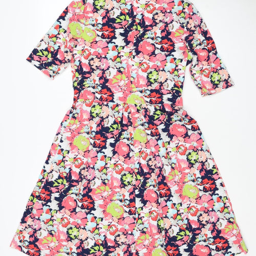 Lands' End Women’s Multicoloured Floral Wrap Dress UK 10-12 Jersey