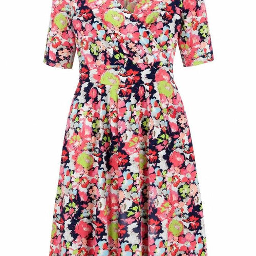 Lands' End Women’s Multicoloured Floral Wrap Dress UK 10-12 Jersey