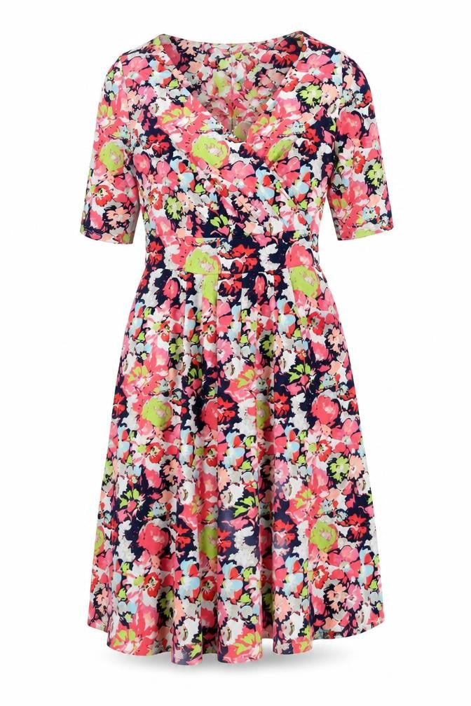 Lands' End Women’s Multicoloured Floral Wrap Dress UK 10-12 Jersey