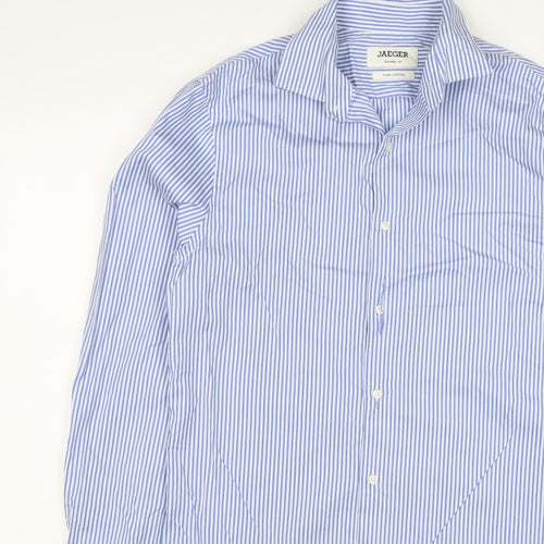 Jaeger Men's Blue Striped M Tailored Fit Cotton Formal Shirt