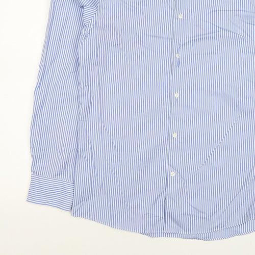Jaeger Men's Blue Striped M Tailored Fit Cotton Formal Shirt