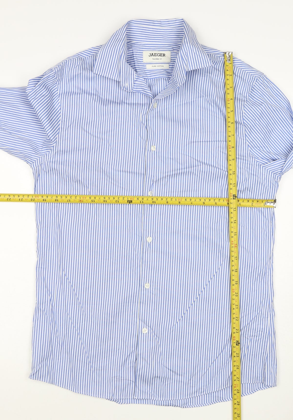 Jaeger Men's Blue Striped M Tailored Fit Cotton Formal Shirt
