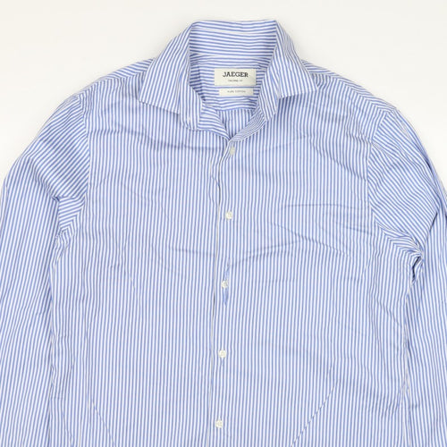 Jaeger Men's Blue Striped M Tailored Fit Cotton Formal Shirt