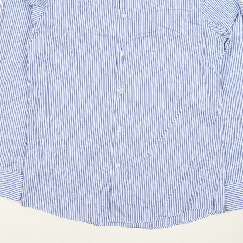 Jaeger Men's Blue Striped M Tailored Fit Cotton Formal Shirt