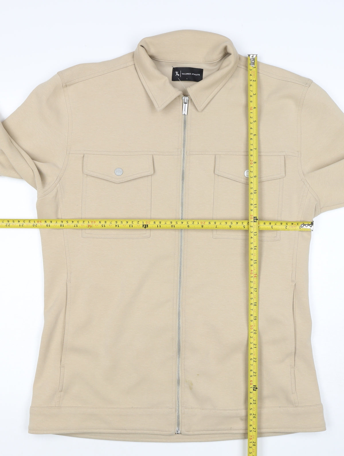 Tailored Athlete Men’s Beige L Full Zip Stretch Jacket
