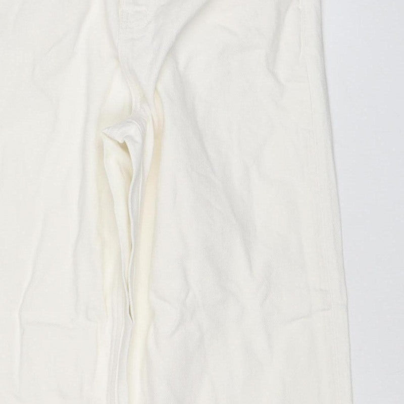 Marks & Spencer Women White Size 10 XLNG Boyfriend 100% Cotton Jeans
