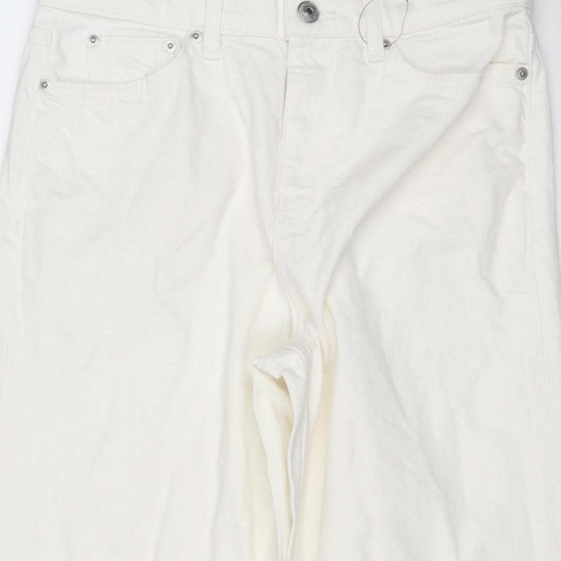 Marks & Spencer Women White Size 10 XLNG Boyfriend 100% Cotton Jeans