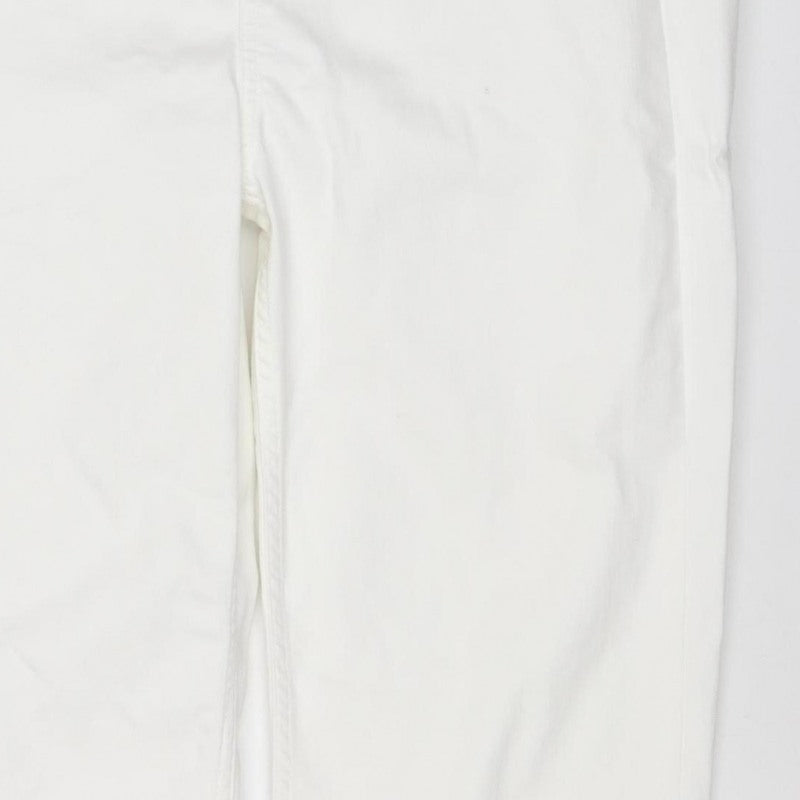 Marks and Spencer Women White UK 16 Long Super Soft Straight Jeans