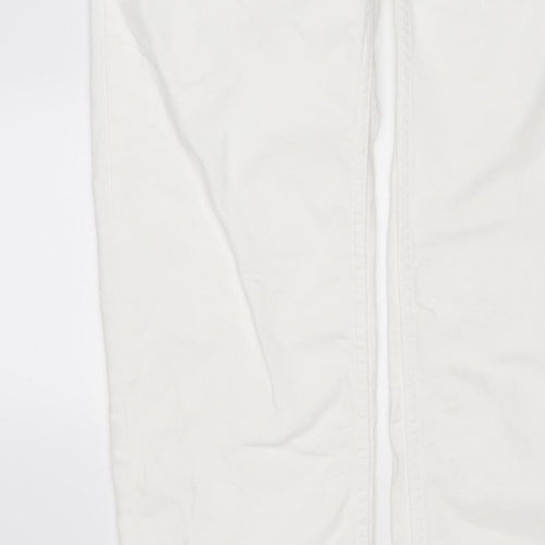 Marks and Spencer Women White UK 16 Long Super Soft Straight Jeans