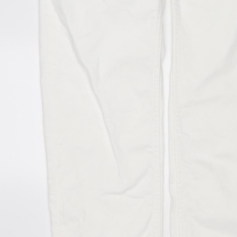 Marks and Spencer Women White UK 16 Long Super Soft Straight Jeans