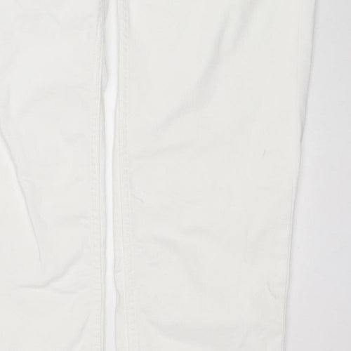 Marks and Spencer Women White UK 16 Long Super Soft Straight Jeans