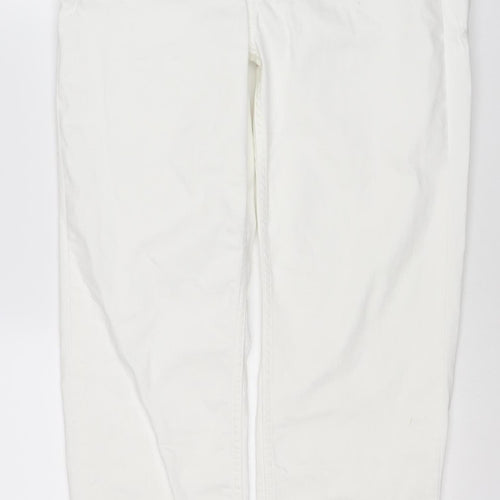 Marks and Spencer Women White UK 16 Long Super Soft Straight Jeans