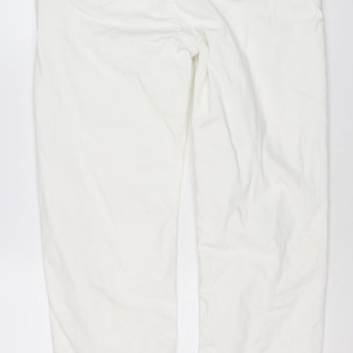 Marks and Spencer Women White UK 16 Long Super Soft Straight Jeans