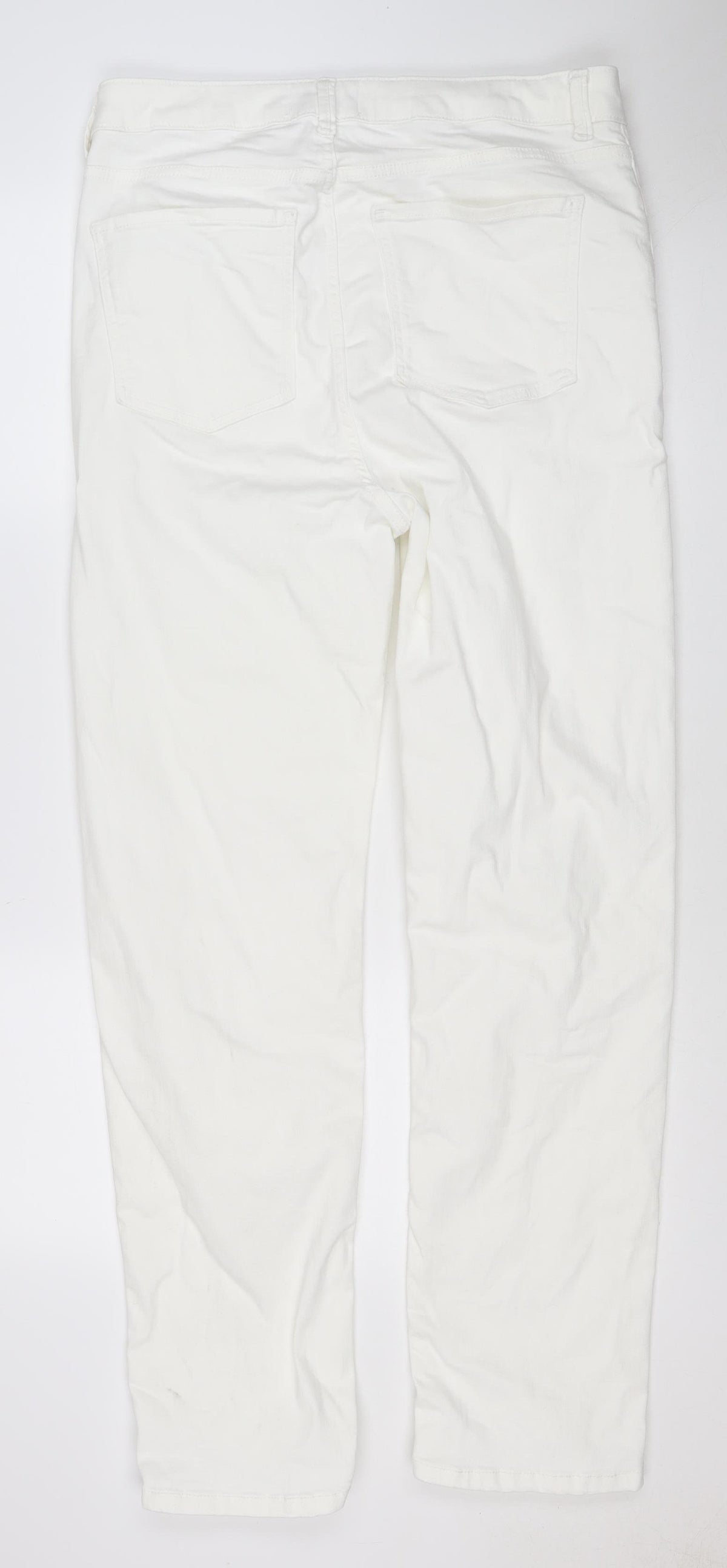 Marks and Spencer Women White UK 16 Long Super Soft Straight Jeans