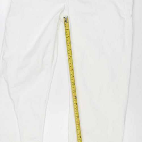 Marks and Spencer Women White UK 16 Long Super Soft Straight Jeans