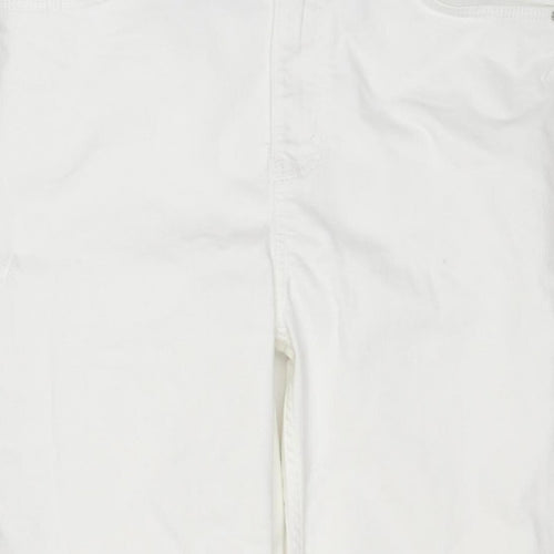 Marks and Spencer Women White UK 16 Long Super Soft Straight Jeans