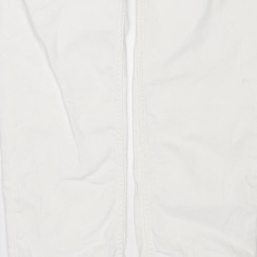 Marks and Spencer Women White UK 16 Long Super Soft Straight Jeans