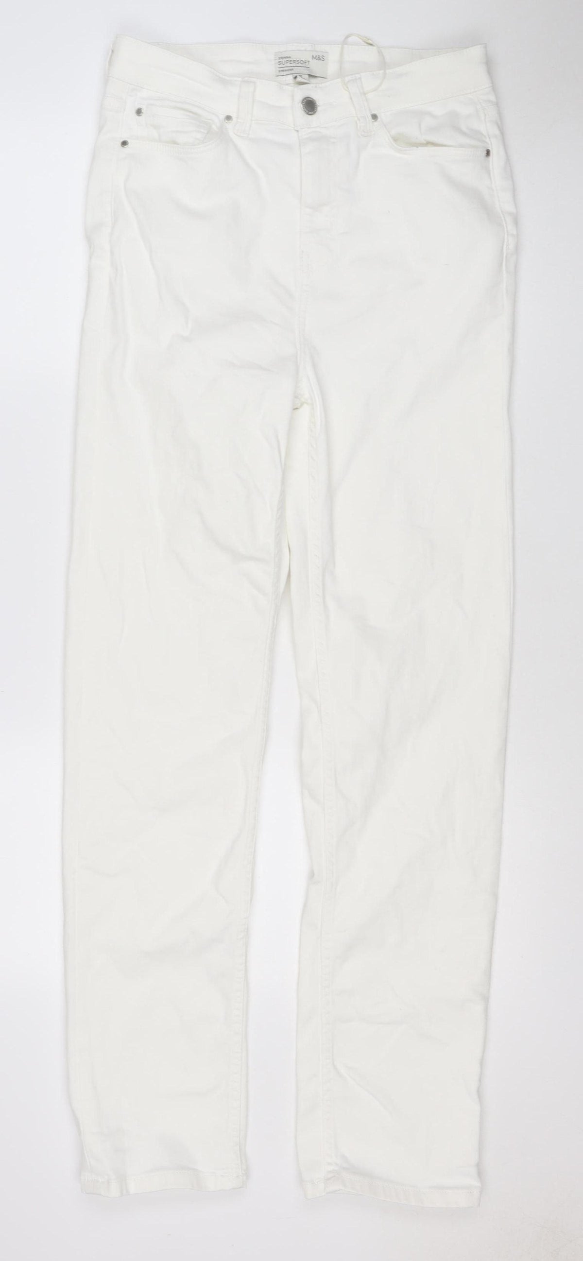 Marks & Spencer Women White UK 12 Tall Sienna Supersoft Straight Jeans