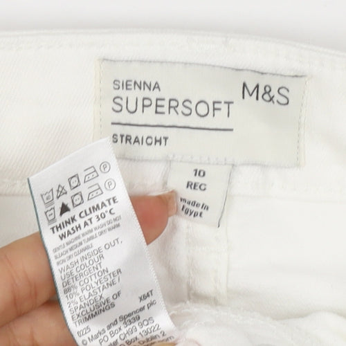 M&S Women’s White Size 10 Sienna Supersoft Straight Stretch Jeans