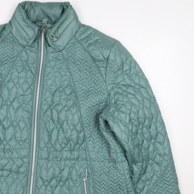 Klass Women Green UK 18 Quilted Padded Mid-Length Zip Jacket